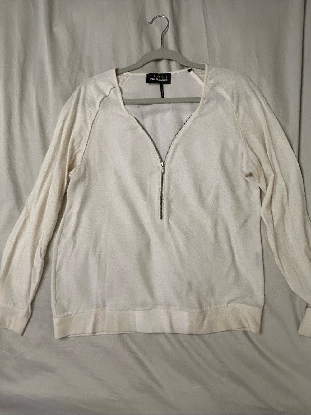 The Kooples Cream Half-Zip Knit Top